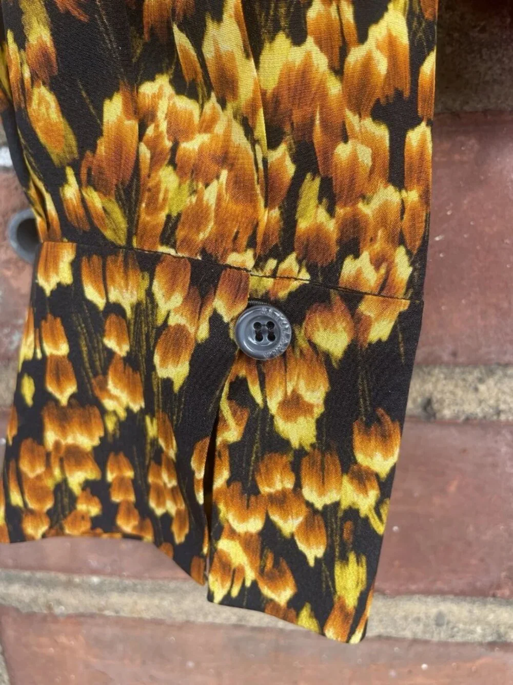 Altuzarra Silk Prasini Blouse Golden Ochre Feather Sz 34 US 2 NWT